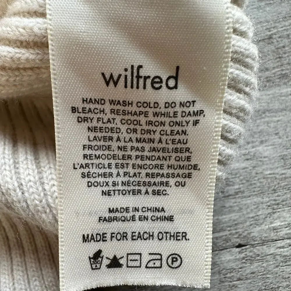 Aritzia Wilfred Rebecca Turtleneck Sweater Merino Wool Cream Med